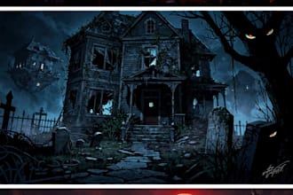 create horror, skull, dark art artwork illustration