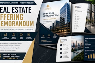 design a professional real estate offering memorandum om brochure