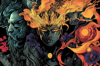 draw custom tarot card illustration with dark art style