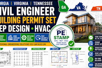 georgia virginia tennessee civil engineer building permit set mep design hvac pe