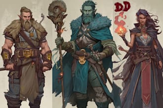 draw dnd character design and dnd commission art