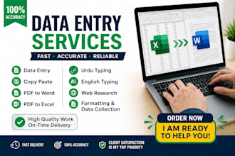 ido data entry, copy paste, PDF to word and urdu typing