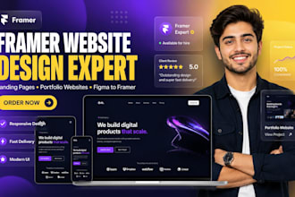 design a framer website, framer landing page or figma to framer