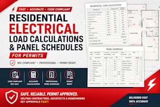 perform residential electrical load calculations and panel schedules for permits