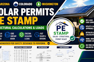 arizona colorado washington solar permits pe stamp structural calculations loads