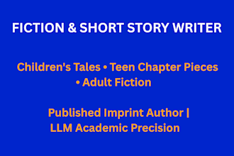 write engaging children stories, wholesome teen and adult fiction