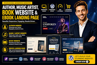 build author music artist website, book website, ebook landing page on wordpress