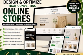 design high converting big cartel sellfy handmade at amazon and zibbet stores