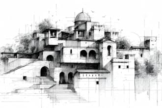 hand draw architecture and urban design sketches