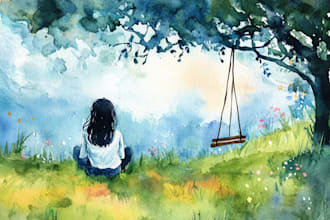 illustrate custom watercolor illustration for you