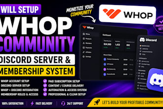 setup whop community, discord server and membership system for your business