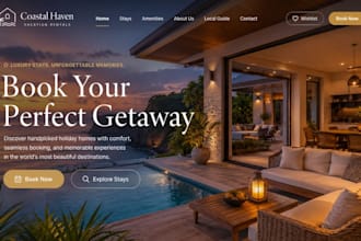 design wix vacation rental website holiday home site airbnb style rental website