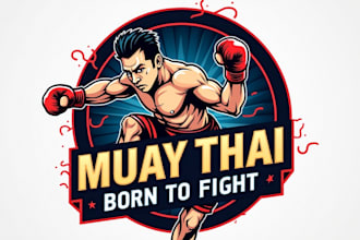 design a professional muay thai fighter boxing logo for your brand