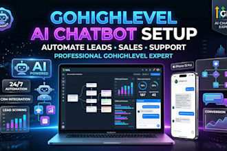 build gohighlevel ai chatbot, ai voice agent, CRM automation, sales funnel setup