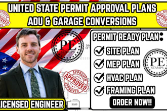 united state adu city permit drawing,framing plan,site plan,mep and hvac plan