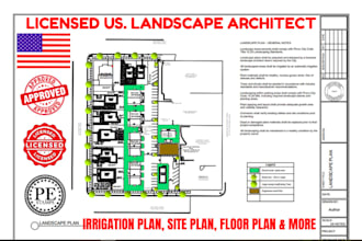 licensed landscape architect stamped landscape drawings for USA permit plan