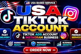 create usa tiktok, tiktok ads, or instagram business accounts and warm up in 2hr