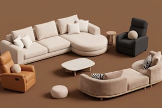 build full perm low li 3d mesh furniture for second life and imvu