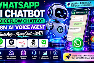 whatsapp ai chatbot voiceflow chatbot n8n ai voice agent whatsapp manychat, wati
