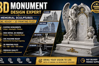 create 3d monument design for memorials sculpture and cnc 3d printing