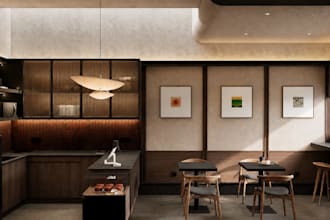 create cafe interior design visualization and 3d render