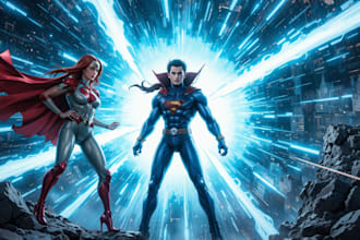 create superhero comic art illustration
