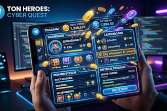 create telegram mini game bot web app and tap to earn game