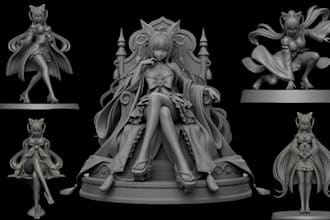 sculpt anime figures, 3d characters, and printable models for 3d printing
