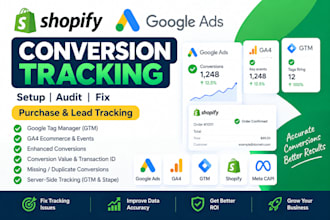 setup and fix shopify google ads purchase and lead conversion tracking