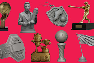 design custom 3d trophy models, awards and  medals model for 3d printing