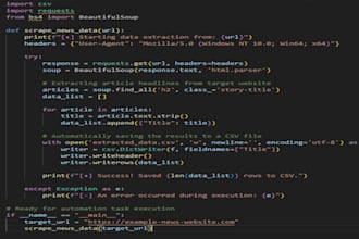 write custom python scripts for automation and web scraping