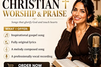 write lyrics, compose perfect church hymn, gospel worship song