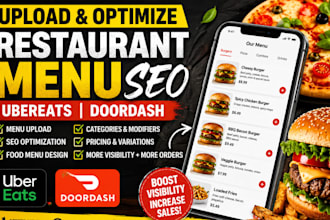 upload optimize restaurant menu ubereats doordash menu seo design food menu