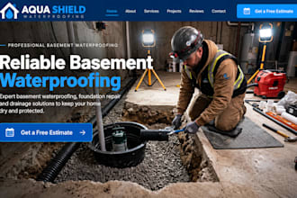 design wix basement waterproofing website foundation repair contractor website