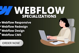 build a responsive webflow site with stunning design, redesign, and cms setup