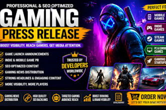 write SEO game press release indie game launch promotion pr distribution