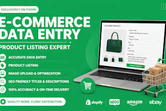 do ecommerce data entry and product listing on shopify woocommerce amazon