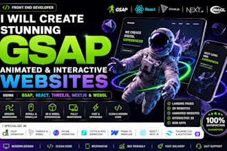 design interactive gsap animated website with react and threejs