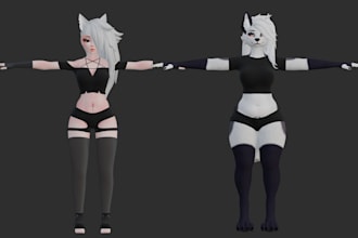 create custom vrchat avatar comission, furry avatar, humaniod, anime, vrc avatar