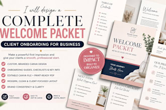 design a complete welcome packet, client onboarding for business editable packet