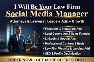 be your law firm social media marketing manager for attorneys and lawyers leads