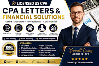prepare CPA letter, CPA comfort letter and income verification
