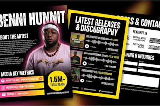 design high quality music epk, media kit, and dj press kit to get you booked