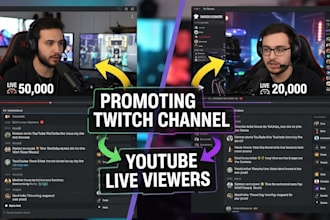 do organic twitch and youtube promotion for twitch live viewers and chatters