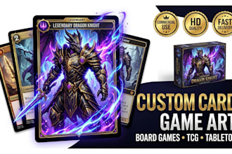 illustrate custom board game cards, card game art and tcg artwork