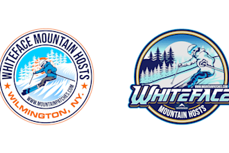 design awesome beautiful skiing logo with express deliver