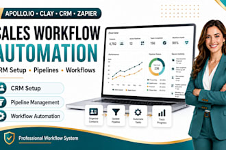 setup apollo io CRM, sales workflow, pipeline and automation management