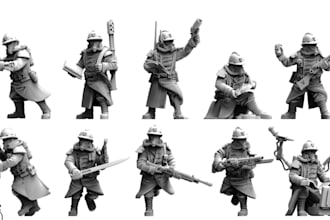sculpt 3d dnd miniature, valour korps, feudal guard soldier stl for 3d printing