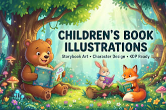 create childrens book illustrations, character design and cute animal art