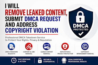 remove leaked content, submit  dmca request and address copyright violation